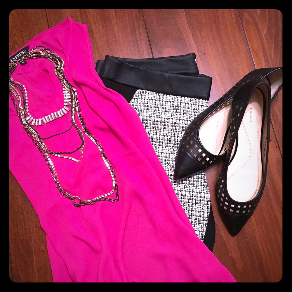 Tahari Black Leather Cutout Flats size 9